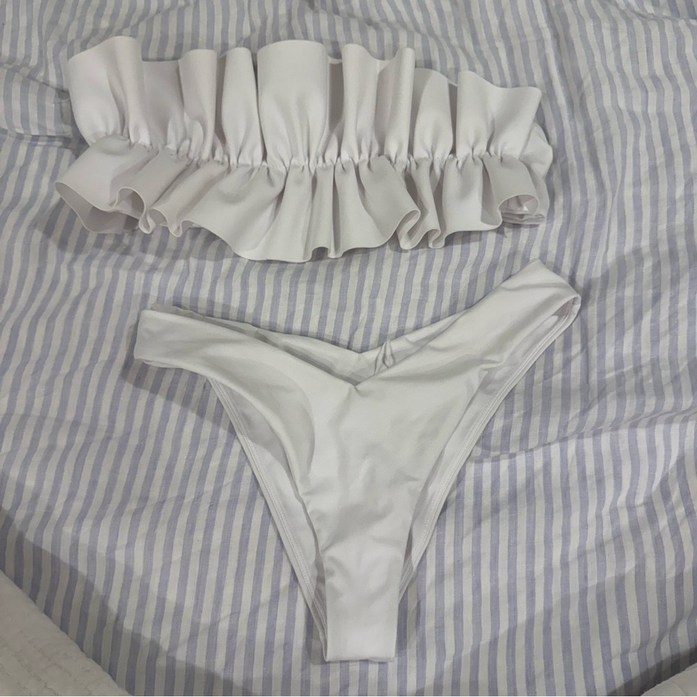 REVOLVE White Ruffle Bikini Set